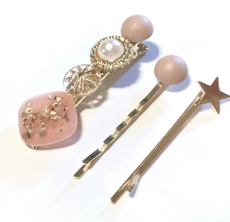 Amber Hair Clips | Pink